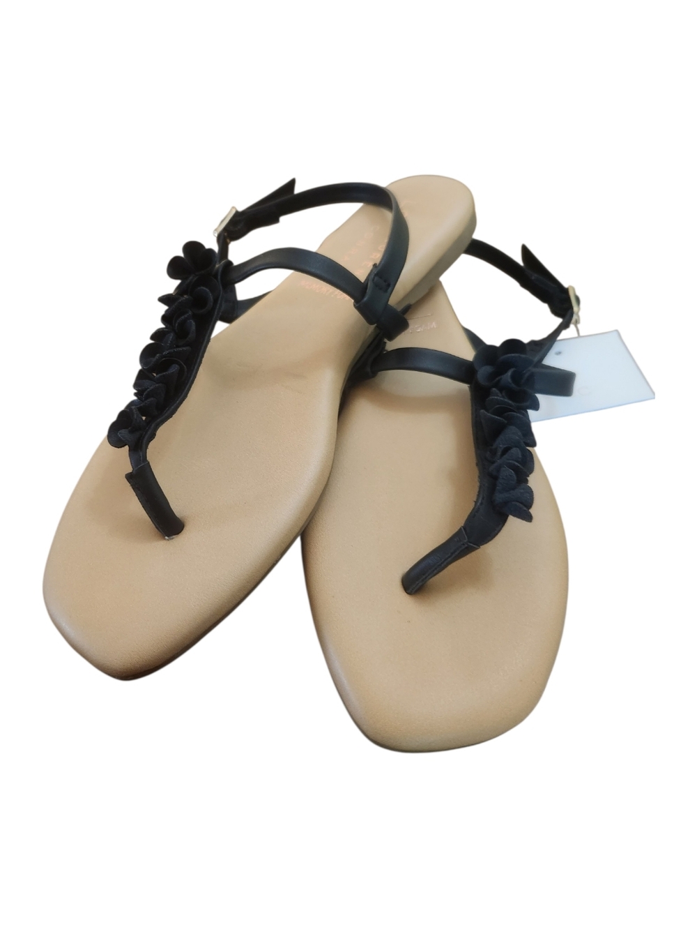 Lauren Conrad Black Floral T-Strap Women’s Sandals Size 7 NWT